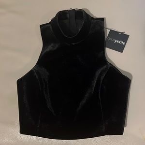 ASOS Petite mock neck black velvet top